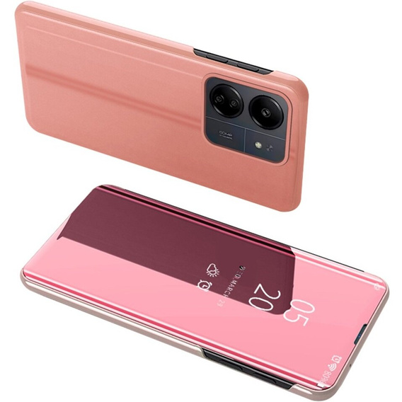 Obal na mobil pre Xiaomi Redmi 13C / Poco C65, Clear View, ružové rose gold