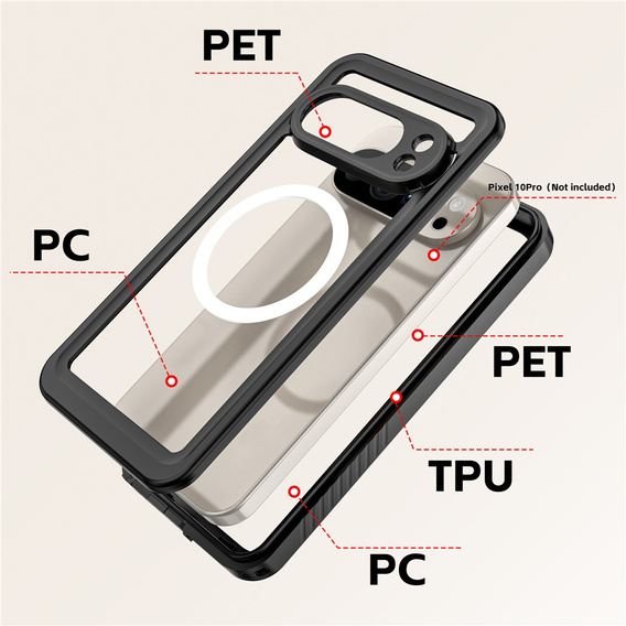 Vodotesné puzdro Redpepper IP68 s 360° ochranou a MagSafe pre Google Pixel 10 Pro