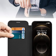 Klapkové puzdro pre iPhone 12 Pro, RFID Wallet MagSafe CamShield, čierne