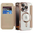 Klapkové puzdro pre iPhone 16 Pro, RFID Wallet MagSafe CamShield, zlaté