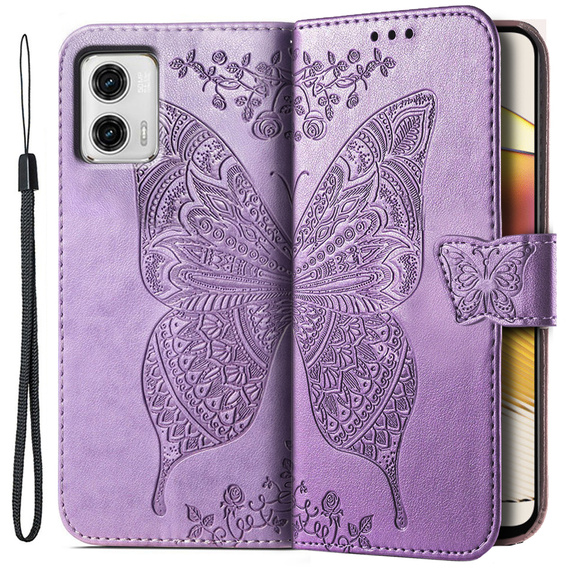 Klapkové puzdro pre Motorola Moto G73 5G, Butterfly, fialové