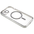 Puzdro pre iPhone 14, Electro MagSafe, strieborné + sklo na displej