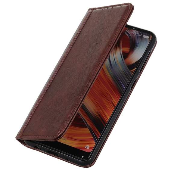 Obal na mobil pre Samsung Galaxy A55 5G, Wallet Litchi Leather, hnedé