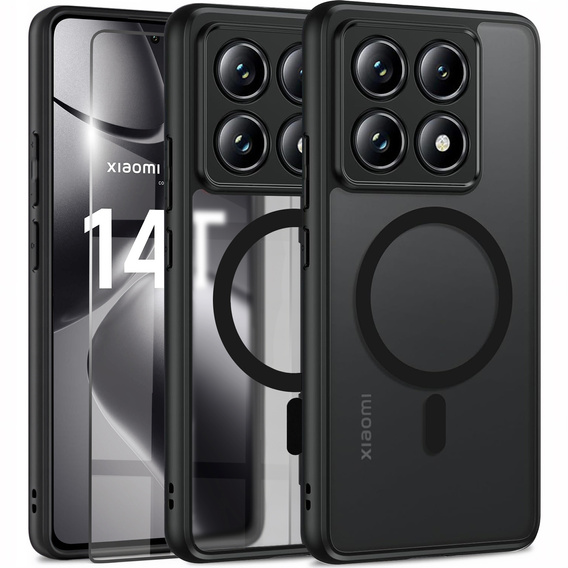 Puzdro pre Xiaomi 14T Pro, pre MagSafe, ERBORD Matt Case, čierne + sklo na displej