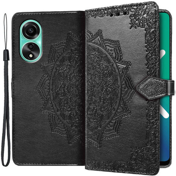 Klapkové puzdro pre Oppo A78 4G, Mandala, čierne