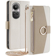 Flipové puzdro pre Oppo Reno 10 / 10 Pro, Wallet Zipper Pocket, so zrkadlom, biele