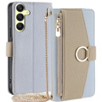 Flipové puzdro pre Samsung Galaxy A25 5G, Wallet Zipper Pocket, so zrkadlom, modré