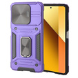 Pancierované puzdro pre Xiaomi Redmi Note 13 5G, CamShield Slide, fialové + tvrdené sklo 9H