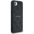 GUESS Obal na mobil pre iPhone 16E, 4G Ring Classic Logo, čierne