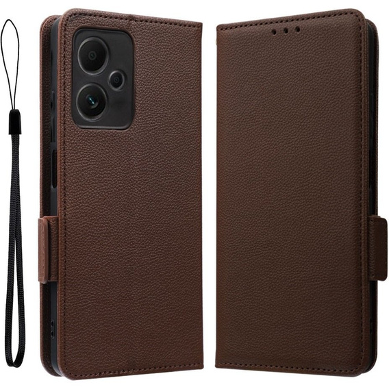 Klapkové puzdro pre Xiaomi Redmi Note 12 5G / POCO X5 5G, Wallet Litchi Magnet, hnedé