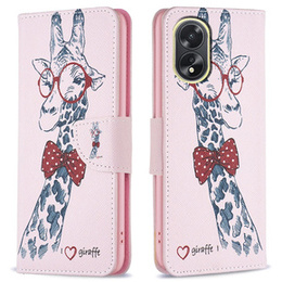 Klapkové puzdro pre Oppo A38 4G / Oppo A18 4G, Wallet, Giraffe ružové
