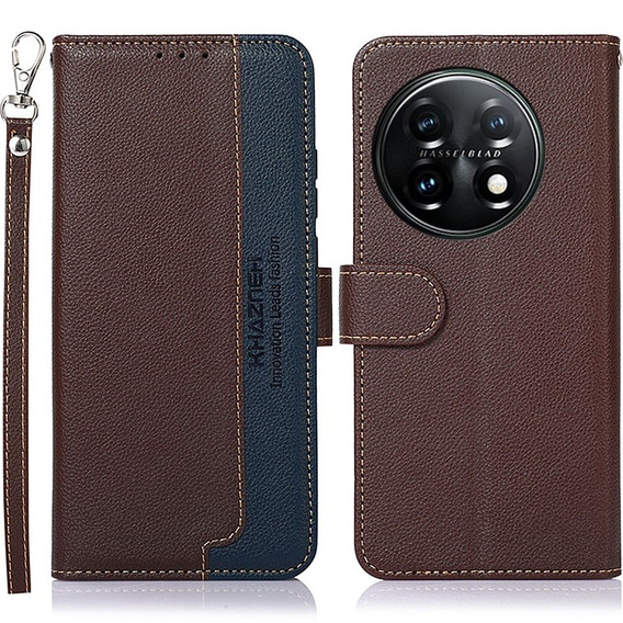 Klapkové puzdro pre OnePlus 11 5G, KHAZNEH RFID, Dual Color, hnedé