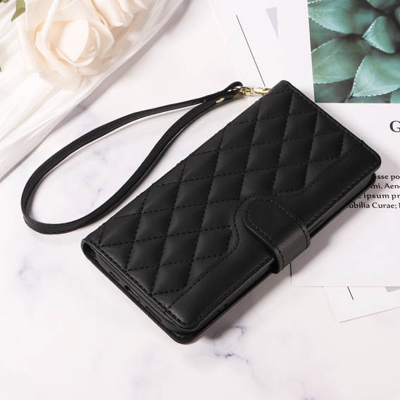 Puzdro s chlopňou pre Honor 400 Pro 5G, Crossbody Leather Wallet, čierne