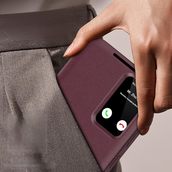 Flipové puzdro pre Samsung Galaxy S25, Smart View Wallet, bordové