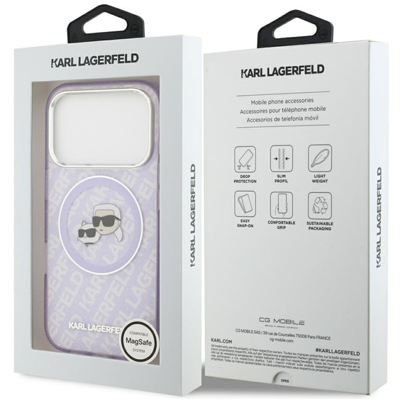 Karl Lagerfeld IML Glitter Karl & Choupette Heads Logo MagSafe puzdro pre iPhone 17 Pro