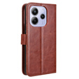 Klapkové puzdro pre Xiaomi Redmi Note 14 4G, Crazy Horse Wallet, hnedé
