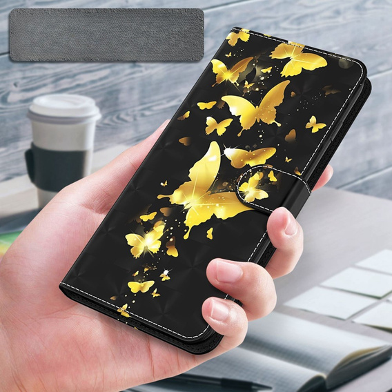 Klapkové puzdro pre Oppo A17, Wallet, Butterflies zlaté
