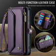 Puzdro CASEME pre Samsung Galaxy S25 FE, RFID Leather Wallet, s popruhom cez rameno, fialové