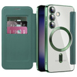 Klapkové puzdro pre Samsung Galaxy S24+ Plus, RFID Wallet MagSafe CamShield, zelený