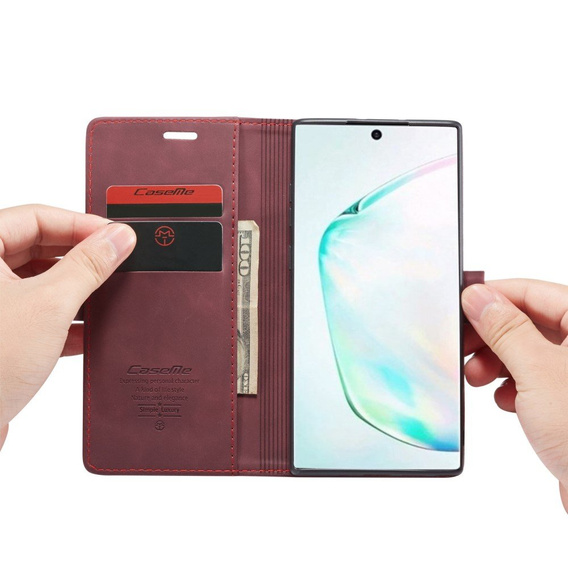CASEME puzdro pre Samsung Galaxy Note 10 Plus/5G, Leather Wallet Case, červené