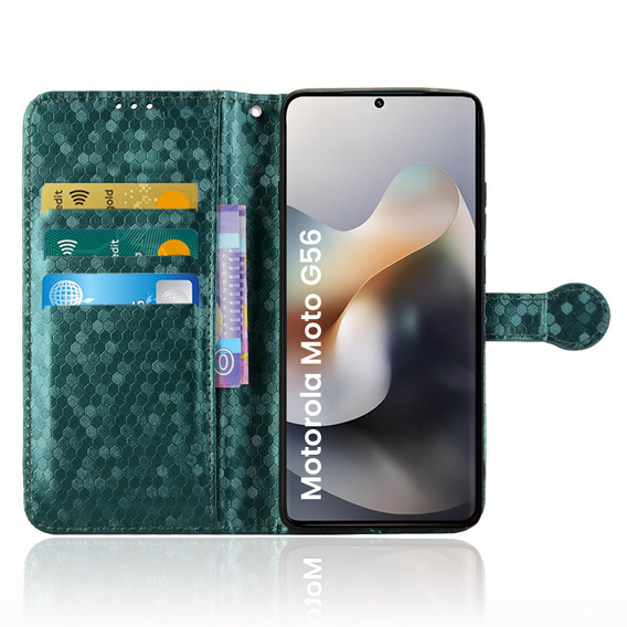 Flipové puzdro pre Motorola Moto G56 5G, Wallet Rhombus, zelený