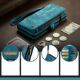 CASEME puzdro pre Samsung Galaxy A56 5G, Retro Leather Wallet, s remienkom, zelený