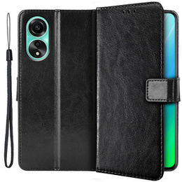 Klapkové puzdro pre Oppo A98 5G, Crazy Horse Wallet, čierne