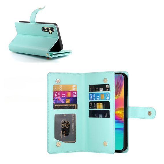 Klapkové puzdro pre Samsung Galaxy A36 5G, Wallet Zipper Pocket, zelený