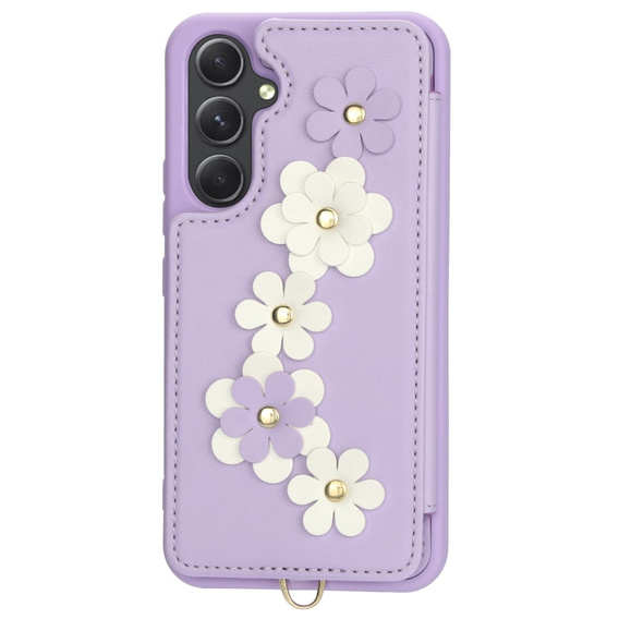 Puzdro pre Samsung Galaxy S23 FE, Leather Flower Card Slot, fialové