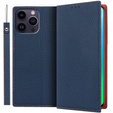 Klapkové puzdro pre iPhone 14 Pro Max, Litchi Skin Grain, tmavomodré