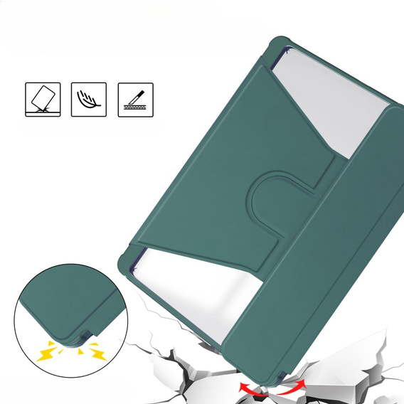 Puzdro s klávesnicou pre Samsung Galaxy Tab S9, Rotary 360° Leather, tmavozelené