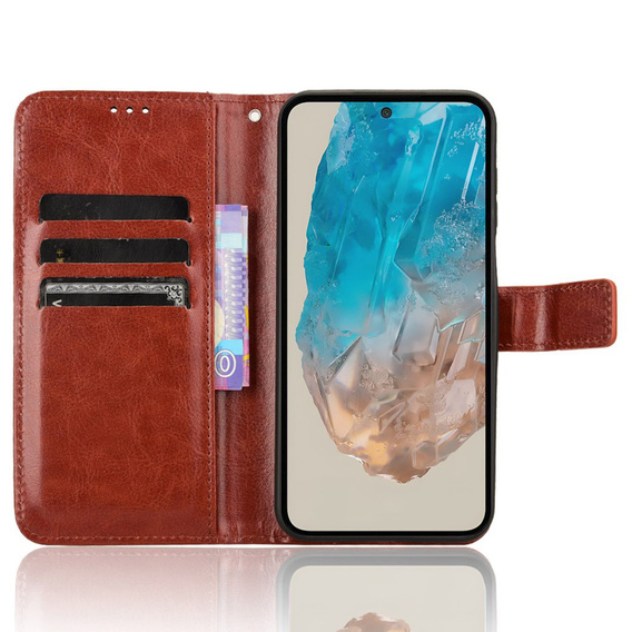 Klapkové puzdro pre Samsung Galaxy M35, Crazy Horse Wallet, hnedé