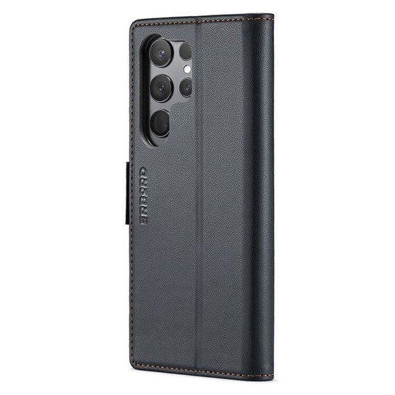 Puzdro pre Samsung Galaxy S25 Ultra, ERBORD Glossy Litchi, flipová peňaženka, čierne