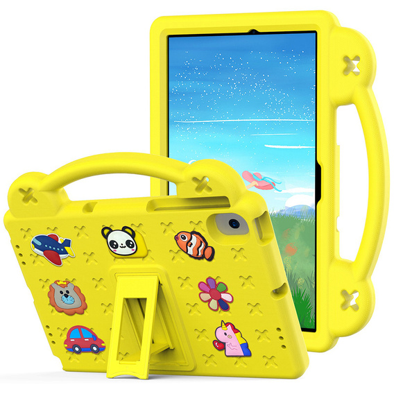 Detské puzdro pre Samsung Tab A8 X200 / X205, Cute Patterns, so stojanom, žlté