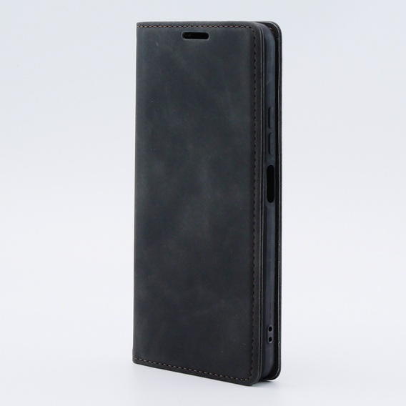 Puzdro pre Xiaomi Redmi Note 12 4G, ERBORD Vintage, peňaženka s chlopňou, čierne