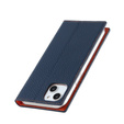 Klapkové puzdro pre iPhone 14 Plus, Litchi Skin Grain, tmavomodré