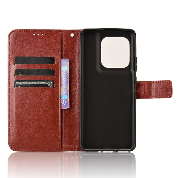 Klapkové puzdro pre Motorola Edge 50 Ultra, Crazy Horse Wallet, hnedé
