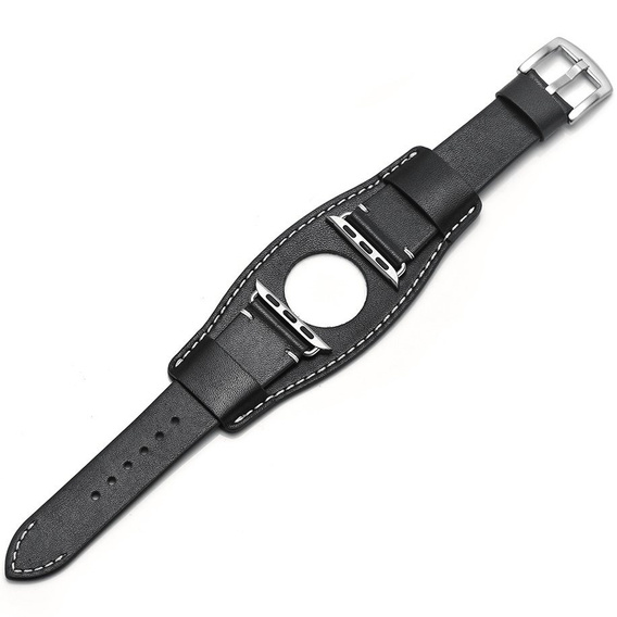 Kožený remienok pre Apple Watch 1/2/3/4/5/6/7/8/SE/Ultra 42/44/45/49 mm, čierny