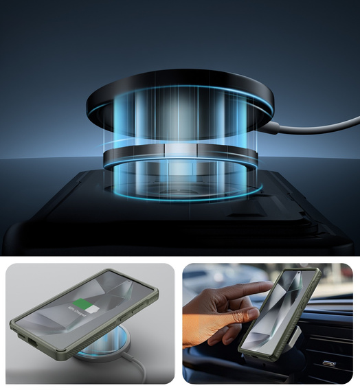 Obrnené puzdro pre Samsung Galaxy S25 Ultra, Dexnor CamProtect MagSafe, zelený (dva rámčeky)