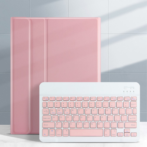 Puzdro + klávesnica iPad 10.2 7/8/9 gen 2019/2020/2021, Keyboard Cover Pen Slot, ružové rose gold