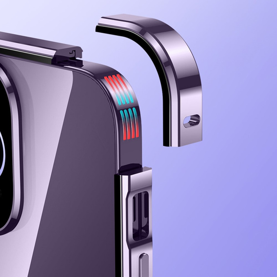 Puzdro pre iPhone 15, Magnetic Dual Glass, fialové