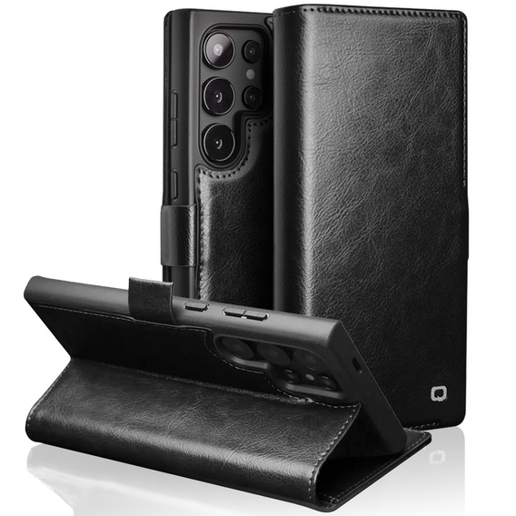 Flipové puzdro pre Samsung Galaxy S25 Ultra, QIALINO Leather Wallet, čierne