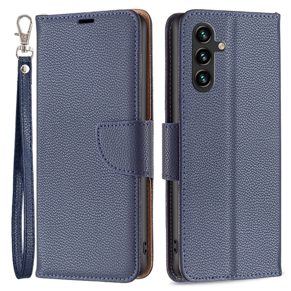 Klapkové puzdro pre Samsung Galaxy A55 5G, Wallet Litchi Leather, námornícky modrý