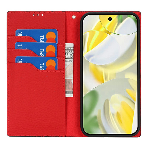 Klapkové puzdro pre Google Pixel 10 Pro XL, koža Litchi Grain, čierne