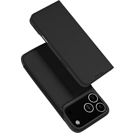 Puzdro Dux Ducis pre iPhone 17 Pro, Skin Pro, s chlopňou, s otvorom na kartu, čierne