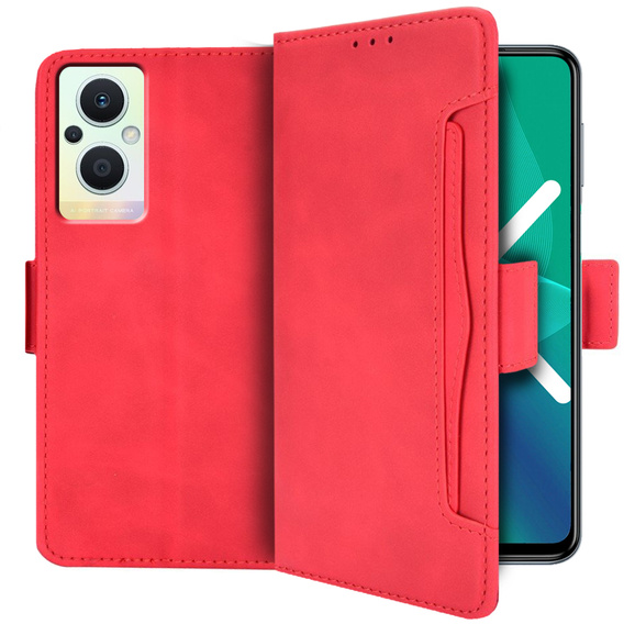 Klapkové puzdro pre Oppo Reno7 Lite 5G, Card Slot, červené