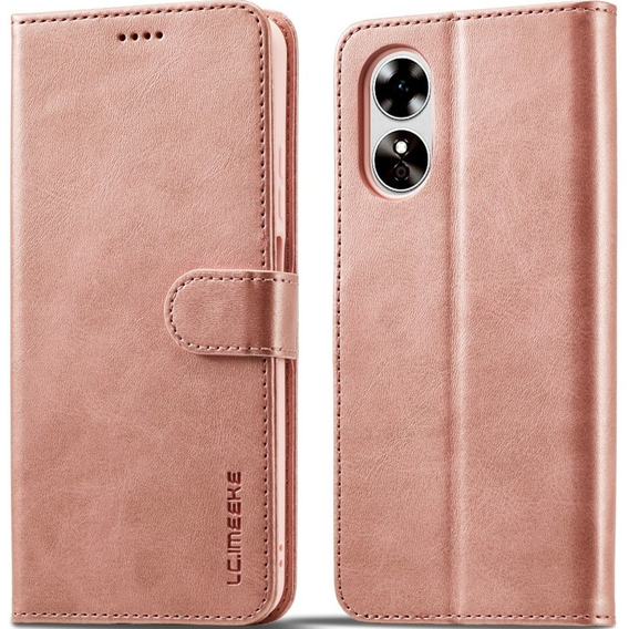 Klapkové puzdro pre Oppo A17, LC.IMEEKE, ružové rose gold
