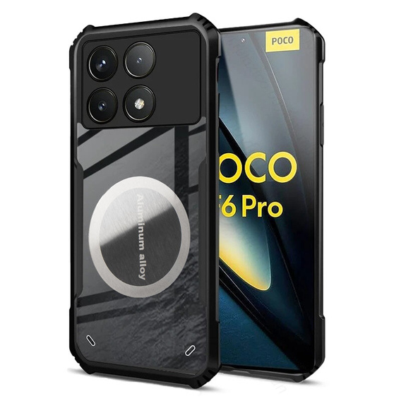 Puzdro pre Xiaomi Poco F6 Pro, s magnetickým štítkom, transparentné / čierne