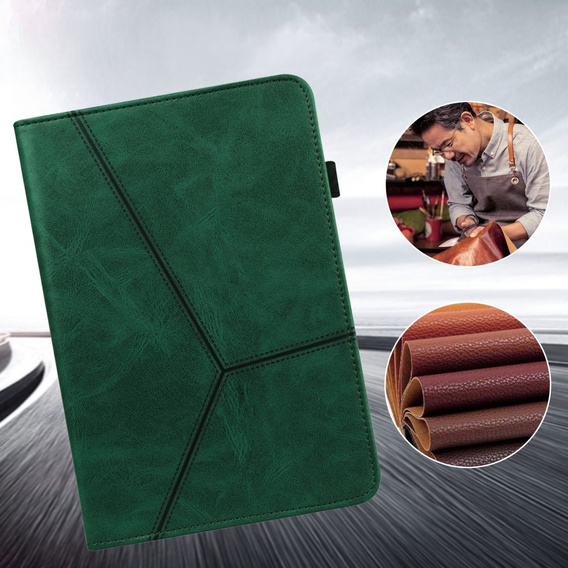 Puzdro pre Samsung Galaxy Tab S10 Lite / S10 FE / S9 FE / S9, Classic, s priestorom pre stylus, zelený
