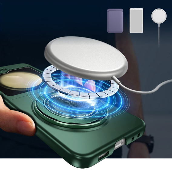 GKK puzdro pre Galaxy Z Flip 5 5G, rohy odolné proti pádu MagSafe, transparentné / fialové